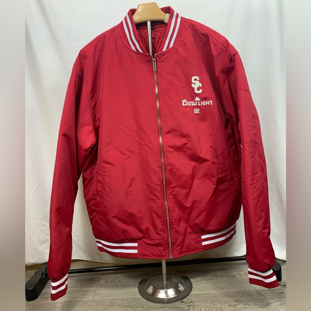 USC Trojans Coors Light Bomber Jacket Red Varsity Windbreaker Men's XL Rare NEW